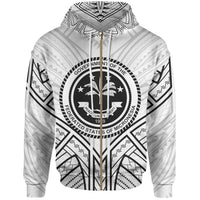Federated States of Micronesia Zip Hoodie Federated States of Micronesia Seal Tribal Patterns Unisex Black - Polynesian Pride