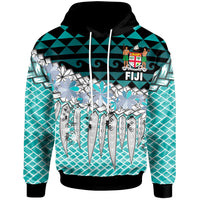 Fiji Hoodie Coconut Leaves Weave Pattern Blue Unisex Blue - Polynesian Pride