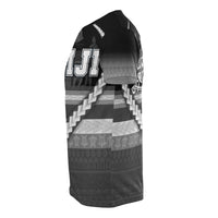 Fiji All Over T Shirt Fiji Coat of Arms Tribal Line Black White - Polynesian Pride