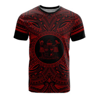Fiji T Shirt Fijian Coat of Arms Polynesian Red Black Unisex Red - Polynesian Pride