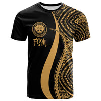 Federated States of Micronesia T Shirt Gold Micronesian Tentacle Tribal Pattern Unisex GOLD - Polynesian Pride