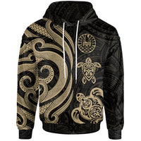 Tahiti Polynesian Hoodie Gold Tentacle Turtle Unisex Gold - Polynesian Pride