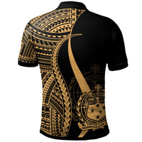 Samoa Custom Polo Shirt Gold Polynesian Tentacle Tribal Pattern - Polynesian Pride