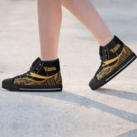 Nauru High Top Shoes Gold - Polynesian Tentacle Tribal Pattern - Polynesian Pride