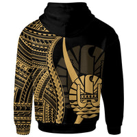 Tahiti Custom Zip up Hoodie Gold Tentacle Tribal Pattern - Polynesian Pride