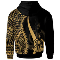 Vanuatu Zip up Hoodie Gold Tentacle Tribal Pattern - Polynesian Pride