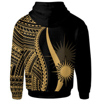 Marshall Islands Hoodie Gold Tentacle Tribal Pattern - Polynesian Pride