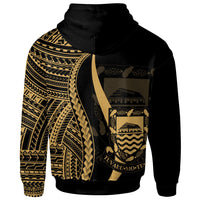 Tuvalu Hoodie Gold Tentacle Tribal Pattern - Polynesian Pride