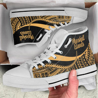 Marshall Islands High Top Shoes Gold - Polynesian Tentacle Tribal Pattern - Polynesian Pride