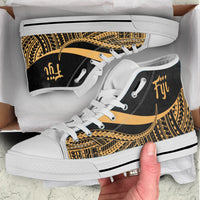 Fiji High Top Shoes Gold - Polynesian Tentacle Tribal Pattern Crest - Polynesian Pride