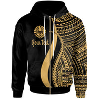 Tahiti Custom Zip up Hoodie Gold Tentacle Tribal Pattern Unisex Gold - Polynesian Pride