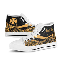 Wallis And Futuna Custom Personalised High Top Shoes Gold - Polynesian Tentacle Tribal Pattern - Polynesian Pride