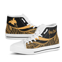 Papua New Guinea Custom Personalised High Top Shoes Gold - Polynesian Tentacle Tribal Pattern - Polynesian Pride