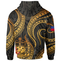 Samoa Polynesian Zip up Hoodie Gold Plumeria - Polynesian Pride