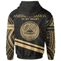 American Samoa Zip Hoodie In My Heart Style Gold Polynesian Patterns - Polynesian Pride