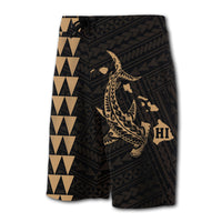 Hawaii Kakau Polynesian Hammerhead Shark Board Shorts - Gold - Polynesian Pride