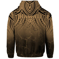 Hawaii Polynesian Kanaka Map Eruption Hoodie Zip Roman Style Gold - Polynesian Pride