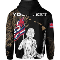Personalized Hawaii Map Polynesian Warrior Ikaika Hoodie Zip William Style Gold - Polynesian Pride