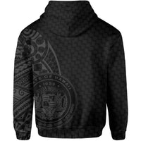 Hawaii Polynesian Zipper Hoodie Gray Emboss Style - Polynesian Pride