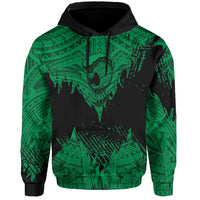 Hawaii Polynesian Hoodie Warrior Ikaika Benjamin Style Green - Polynesian Pride