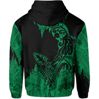 Hawaii Polynesian Hoodie Zip Warrior Ikaika Benjamin Style Green - Polynesian Pride