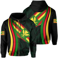 Hawaii Polynesian Kanaka Flag Hoodie Zip Green Ten Style Unisex Beige - Polynesian Pride