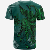 New Caledonia Custom T Shirt Polynesian Phoenix Bird, Fairytales Bird Green - Polynesian Pride