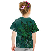 Niue Custom T Shirt Polynesian Phoenix Bird, Fairytales Bird Green - Polynesian Pride