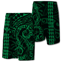 Hawaii Kakau Polynesian Kanaka Board Shorts - Green - Snapy Style Men Green - Polynesian Pride
