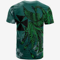 Wallis and Futuna T Shirt Polynesian Phoenix Bird, Fairytales Bird Green - Polynesian Pride