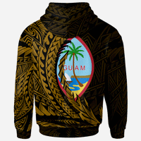 Guam Zip Hoodie Wings Style Gold Version - Polynesian Pride