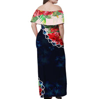 Guam Liberation Day Women Off Shoulder Long Dress Latte Stone Hibiscus Painting LT9 - Polynesian Pride