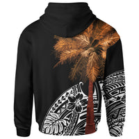 Guam Zip up Hoodie Guahan Palm Tree Polynesian Pattern Black - Polynesian Pride
