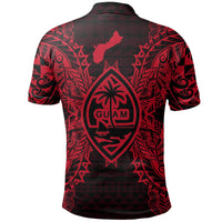 Guam Polo Shirt Guahan Coat Of Arms Map Polynesian Tattoo Red - Polynesian Pride