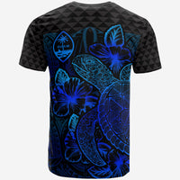 Guam T Shirt Guam Coat of Arms Turtle Hibiscus Blue - Polynesian Pride