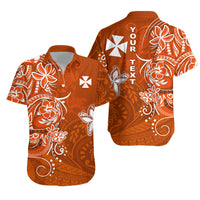 Custom Wallis et Futuna Matching Dress and Hawaiian Shirt Polynesia Orange Sea Turtle and Flowers LT13 - Polynesian Pride