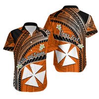 Custom Wallis And Futuna Matching Dress and Hawaiian Shirt Plumeria Flowers with Orange Polynesian Pattern LT14 - Polynesian Pride