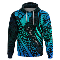 Custom Polynesian Valentine Couple Hoodie I LOVE YOU Hibiscus Style Blue LT13 No Men - Polynesian Pride