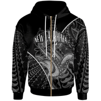 New Caledonia Zip Hoodie Octopus Style White Color Unisex White - Polynesian Pride