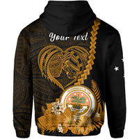 Custom FSM Valentine Couple Hoodie Heart Love Tropical Flowers Gold LT14 - Polynesian Pride