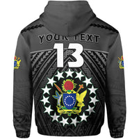 Custom The Kukis Zip Hoodie Cook Islands Rugby Black Custom Text and Number LT13 - Polynesian Pride
