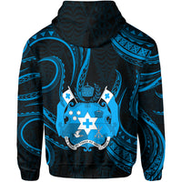 Tonga Pattern Zip Hoodie Always Proud Version Blue LT13 - Polynesian Pride