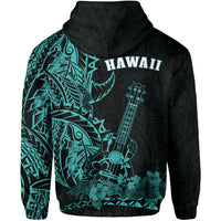Hawaii Polynesian Zip Hoodie Ukulele Turquoise LT13 - Polynesian Pride