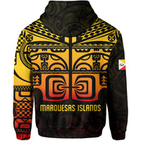 Custom Marquesas Islands Tiki Hoodie Gradient Marquesan Tattoo LT13 - Polynesian Pride