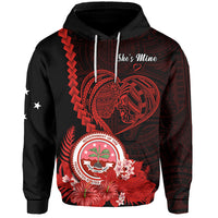 Custom FSM Valentine Couple Hoodie Heart Love Tropical Flowers Red LT14 - Polynesian Pride