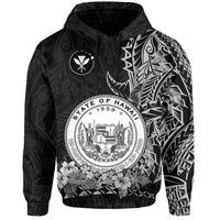 Custom Hawaiian Polynesian Hoodie White Seal of Hawaii LT13 - Polynesian Pride