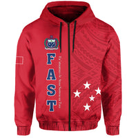 Custom F.A.S.T Samoa Zip Hoodie We Ready Polynesian Samoan LT13 - Polynesian Pride