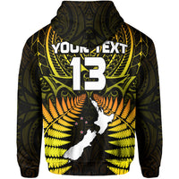 (Custom Text and Number) Aotearoa Fern Hoodie New Zealand Hei Tiki Gold Style LT13 - Polynesian Pride