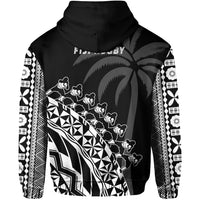 Fiji Rugby Hoodie Fijian Cibi Dance Tapa Pattern Black LT14 - Polynesian Pride