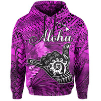 Custom The Shaka Hawaii Hoodie Tropical Flowers Purple Version LT13 Hoodie Purple - Polynesian Pride
